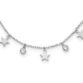 Sterling Silver Rhodium-Rhodium-Plated CZ Star with 2in Ext. Choker